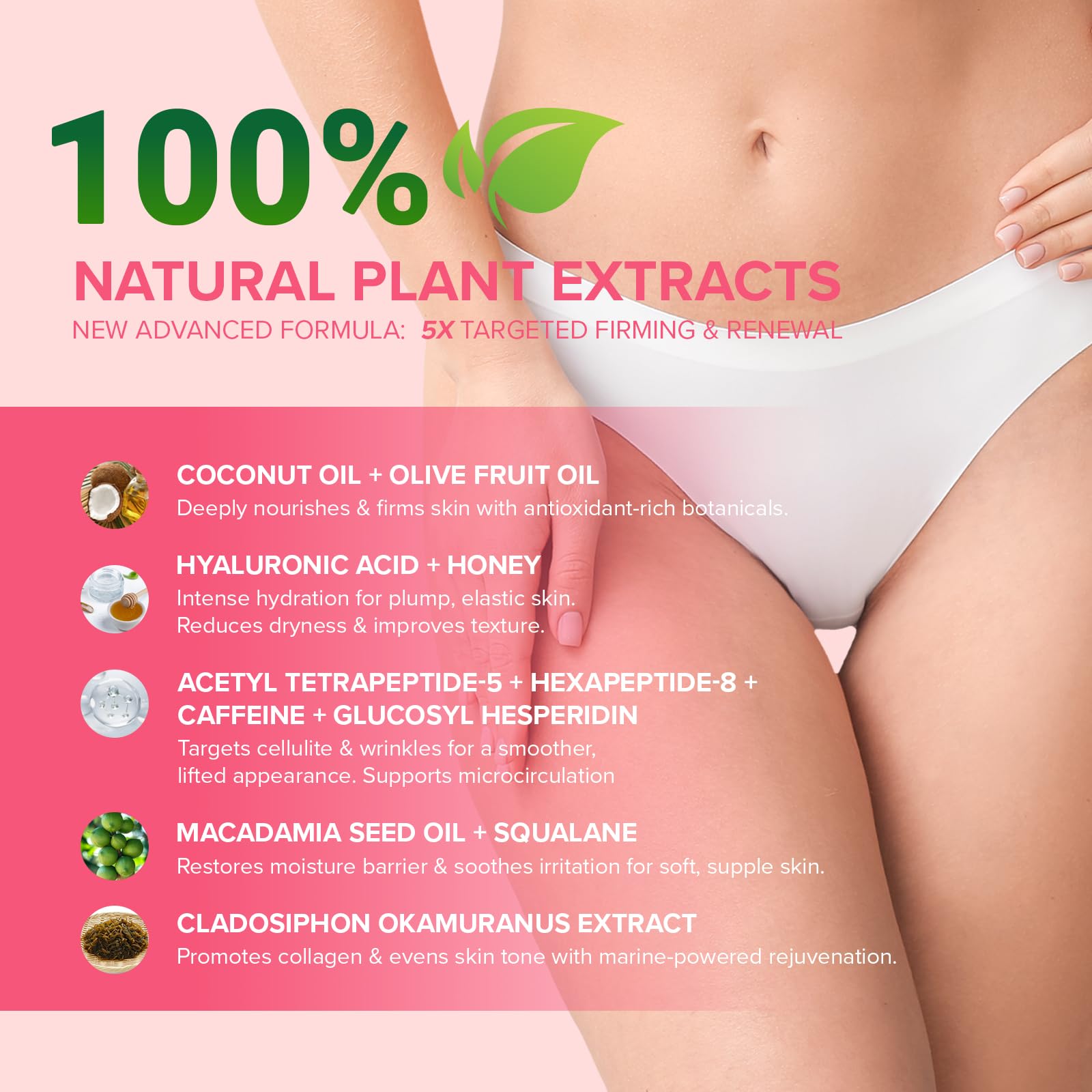 Enaskin Naturals plant-based extracts with lotus leaf and rhubarb support natural firming.