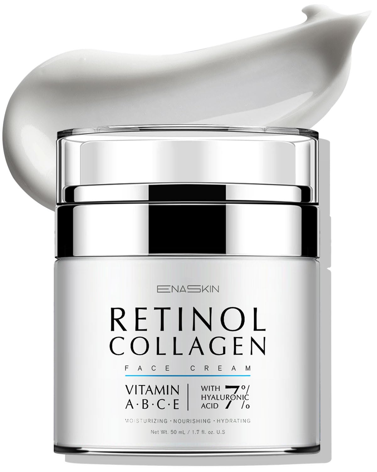 EnaSkin Retinol Collagen Face Cream tube application shows smoothing for a youthful texture
