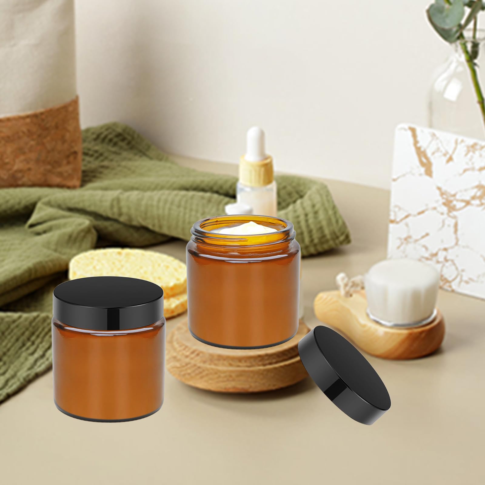 Encheng amber glass jar packaging storage highlights safe, organized shelf display.