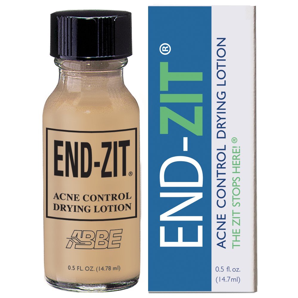 End-zit fast-acting spot treatment bottle closeup for targeted acne care.