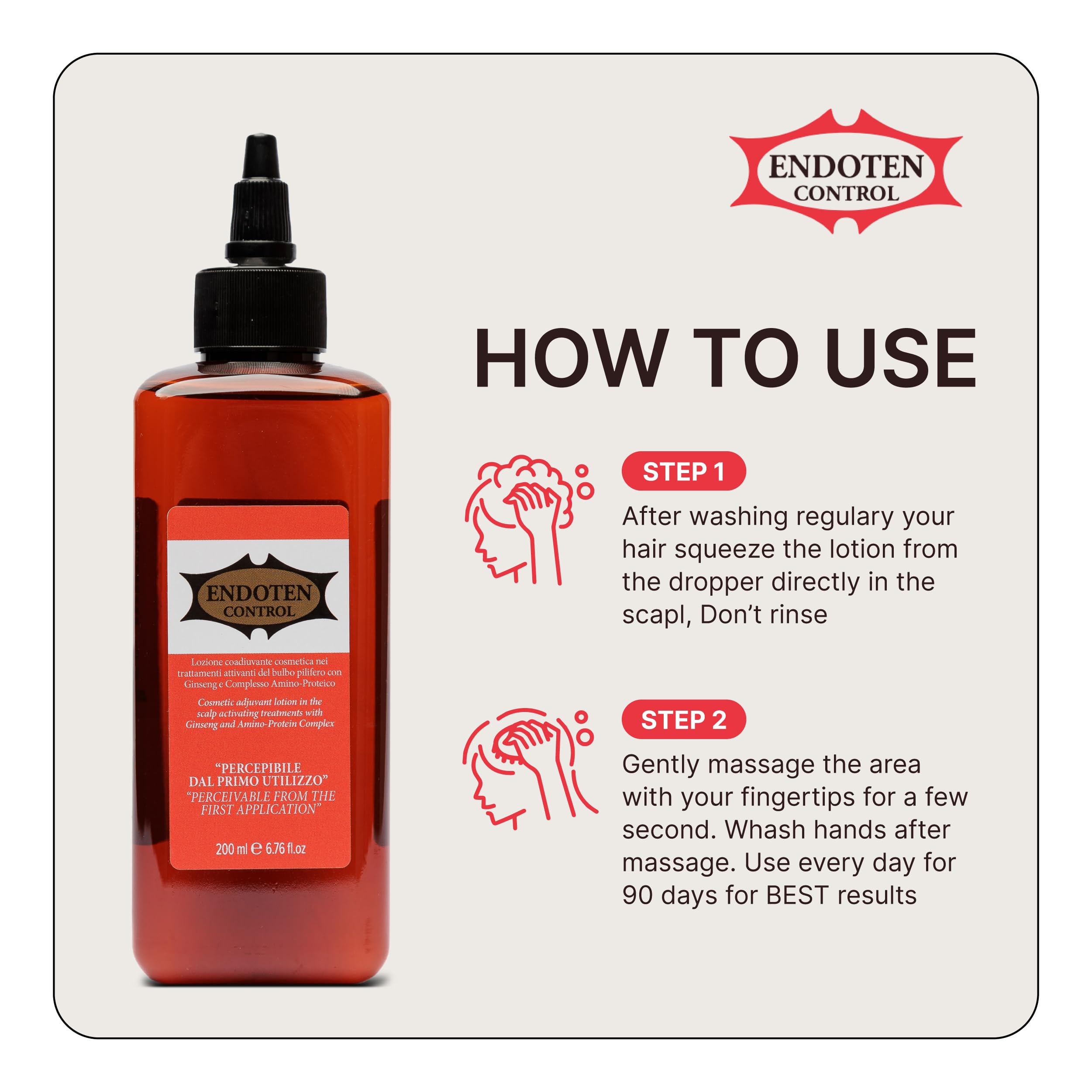 Endoten Control Lotion after-use hair appears shinier and fuller.