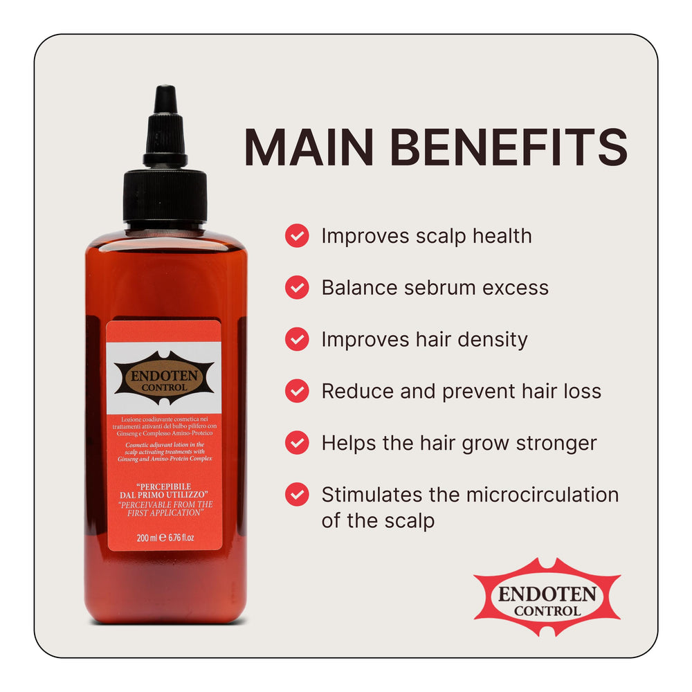 Endoten Control Lotion ginseng ingredient close-up signaling natural vitality.