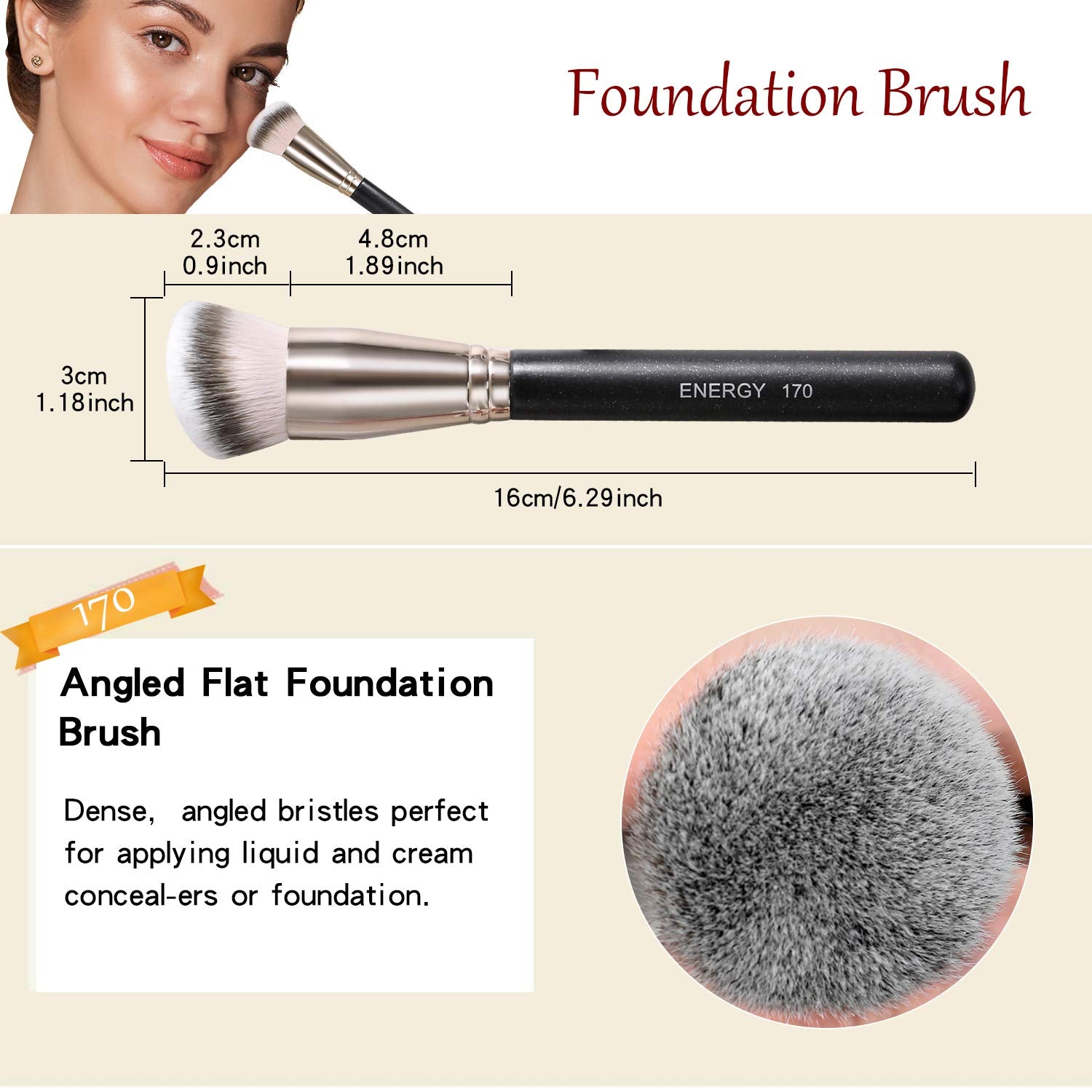 ENERGY soft vegan bristles brush for gentle blending and skin safety