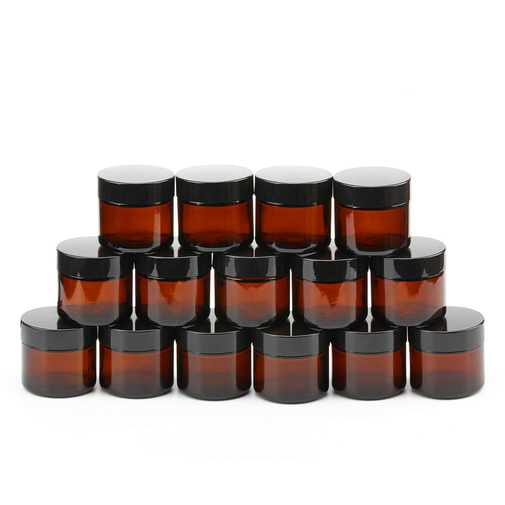 Encheng amber round glass jar 2oz with inner liner for airtight cosmetic storage