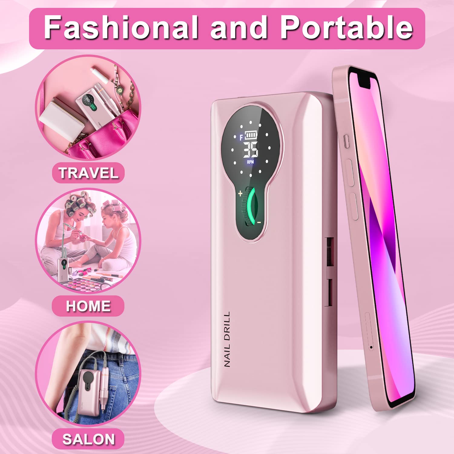 ENGERWALL nail drill handheld ergonomic grip enables comfortable long sessions