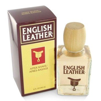 English Leather aftershave bottle close-up for a classic leather-spice scent and refreshing post-shave ritual.