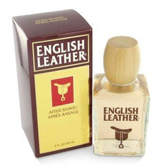 English Leather aftershave bottle close-up for a classic leather-spice scent and refreshing post-shave ritual.