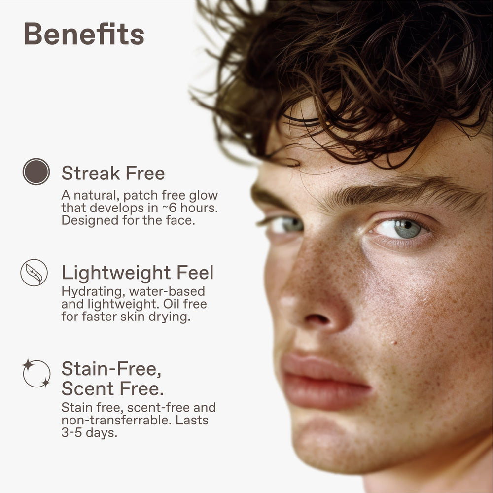 ENHANSE Jet Set self-tanner application demonstrates even coverage and quick-dry finish.