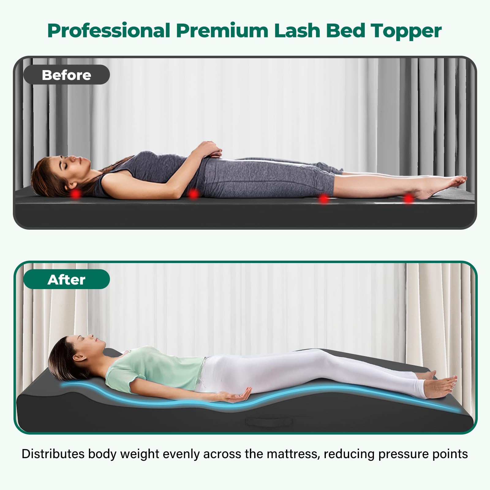 ENITYA Lash Bed Topper demonstrates high-density foam for comfortable sessions.