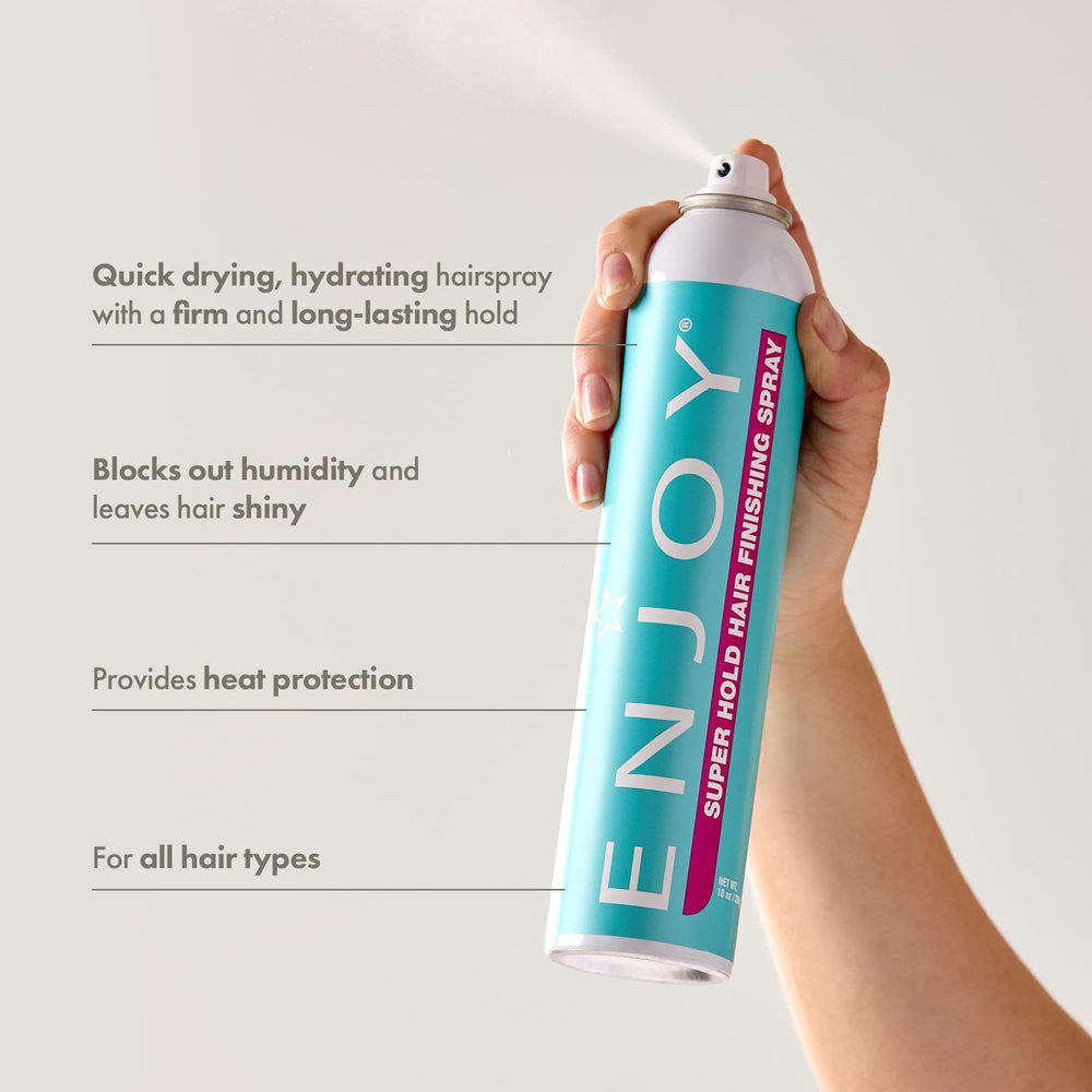 Enjoy Hair Finishing Spray mist for sleek shine and frizz control on hair.