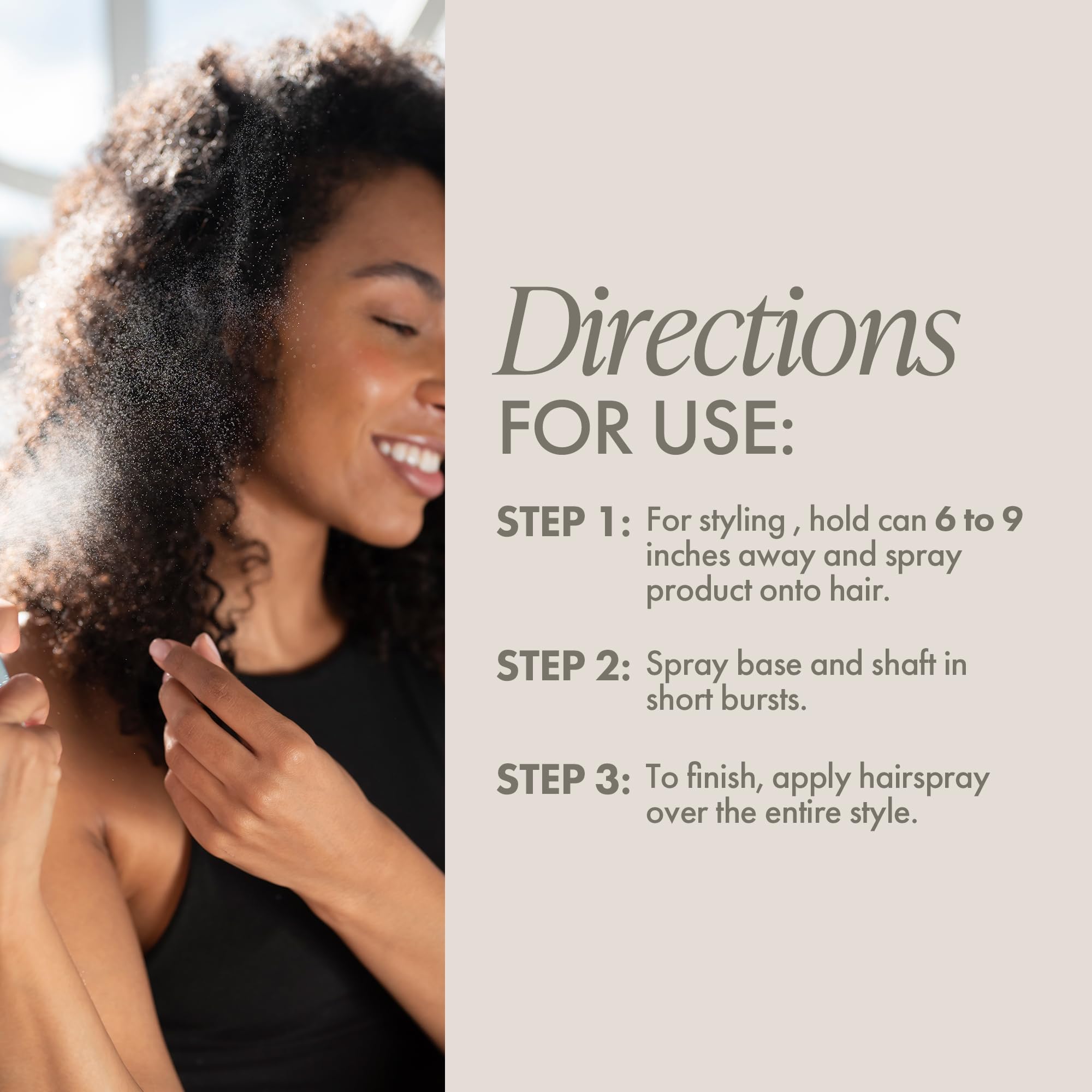 Enjoy Hair Finishing Spray styling and treatment for a near-dry finish.