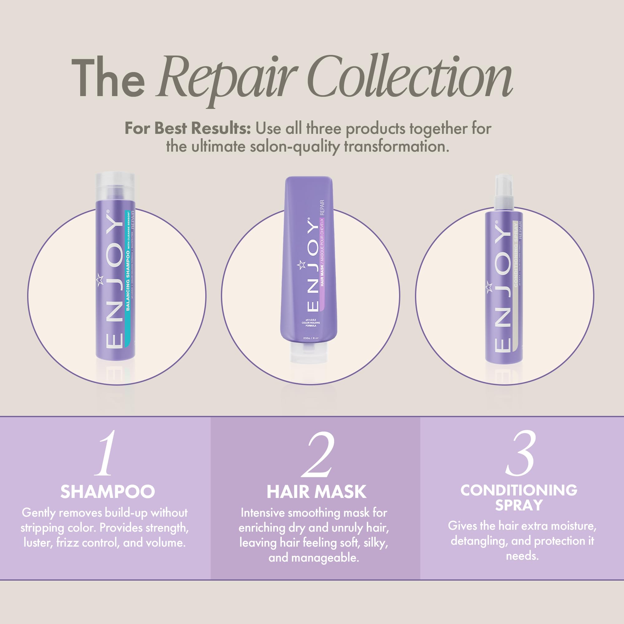 Enjoy Hair Mask packaging displays durable jar for long-lasting use