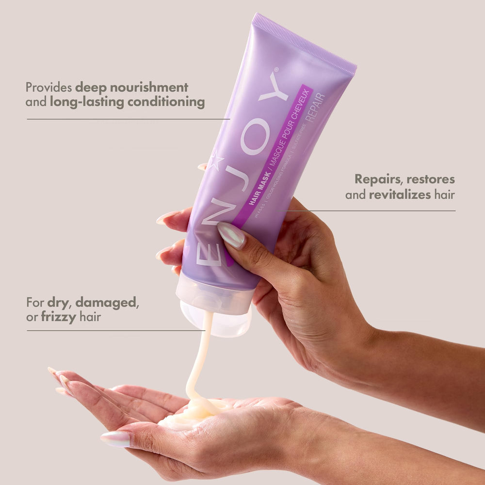 Enjoy Hair Mask texture closeup highlights creamy conditioning