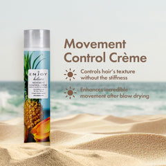 Enjoy Hair Styling Cream bottle demonstrates humidity resistance for all-day style.
