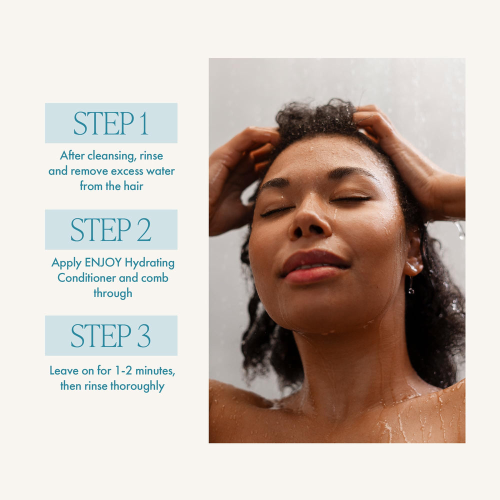 Enjoy Hydrating Conditioner anti-frizz shine on smooth hair after use.