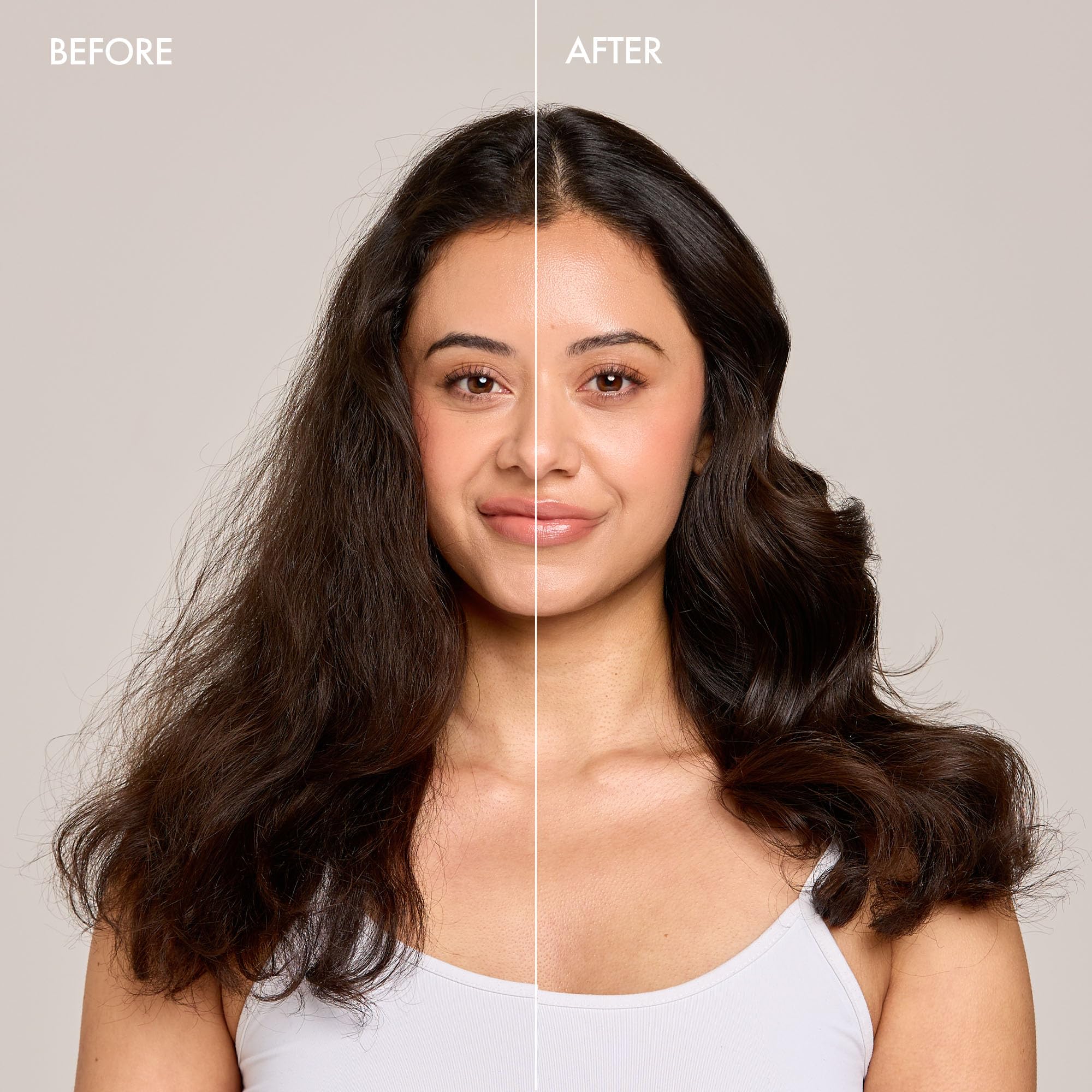 Enjoy Luxury Conditioner close-up showing frizz-control and sleek hair
