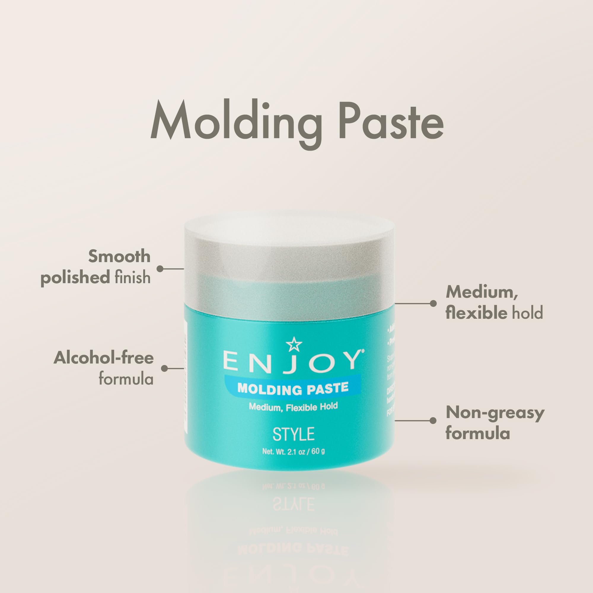 Enjoy Molding Paste styled hair with flexible hold for natural movement
