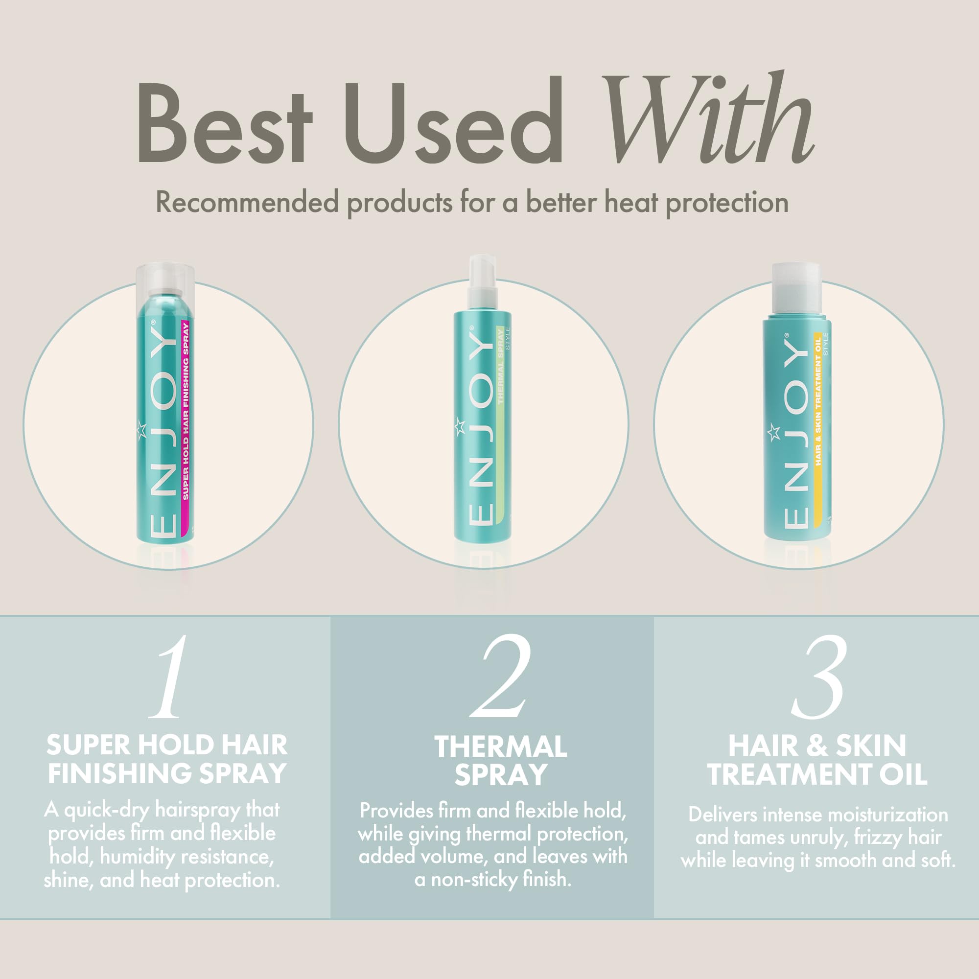 Enjoy Protect and Shine 3.4 oz travel-friendly bottle for on-the-go styling