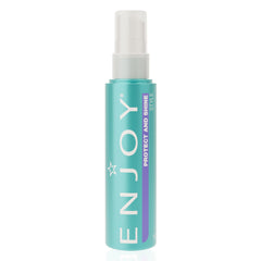 Enjoy Protect and Shine bottle close-up showing lightweight thermal shield for frizz control