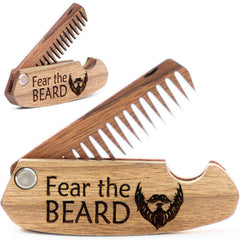 Enjoy The Wood beard comb folding pocket closed for on-the-go grooming.