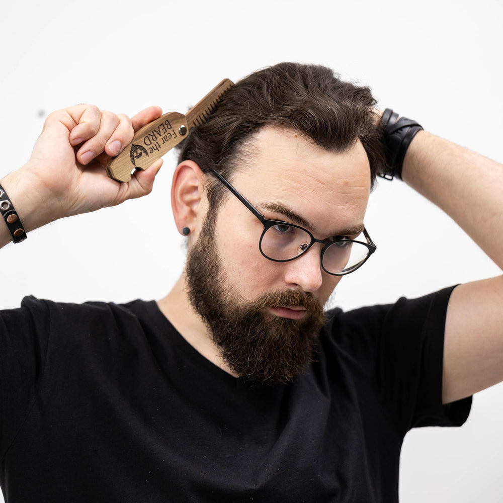 Enjoy The Wood pairs well with a pocket beard brush in your grooming kit.
