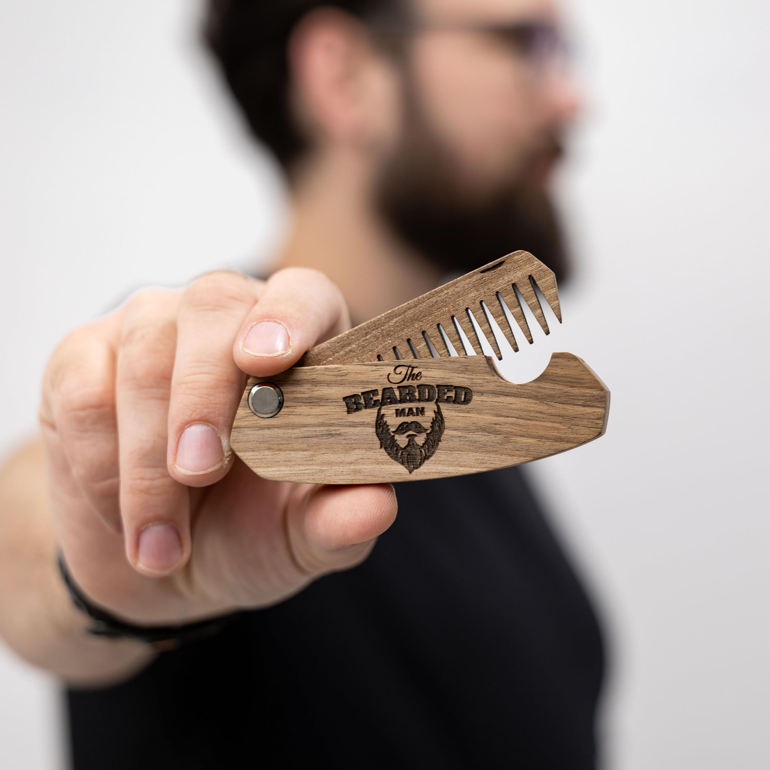 Enjoy The Wood pocket beard comb in compact case for daily touch-ups