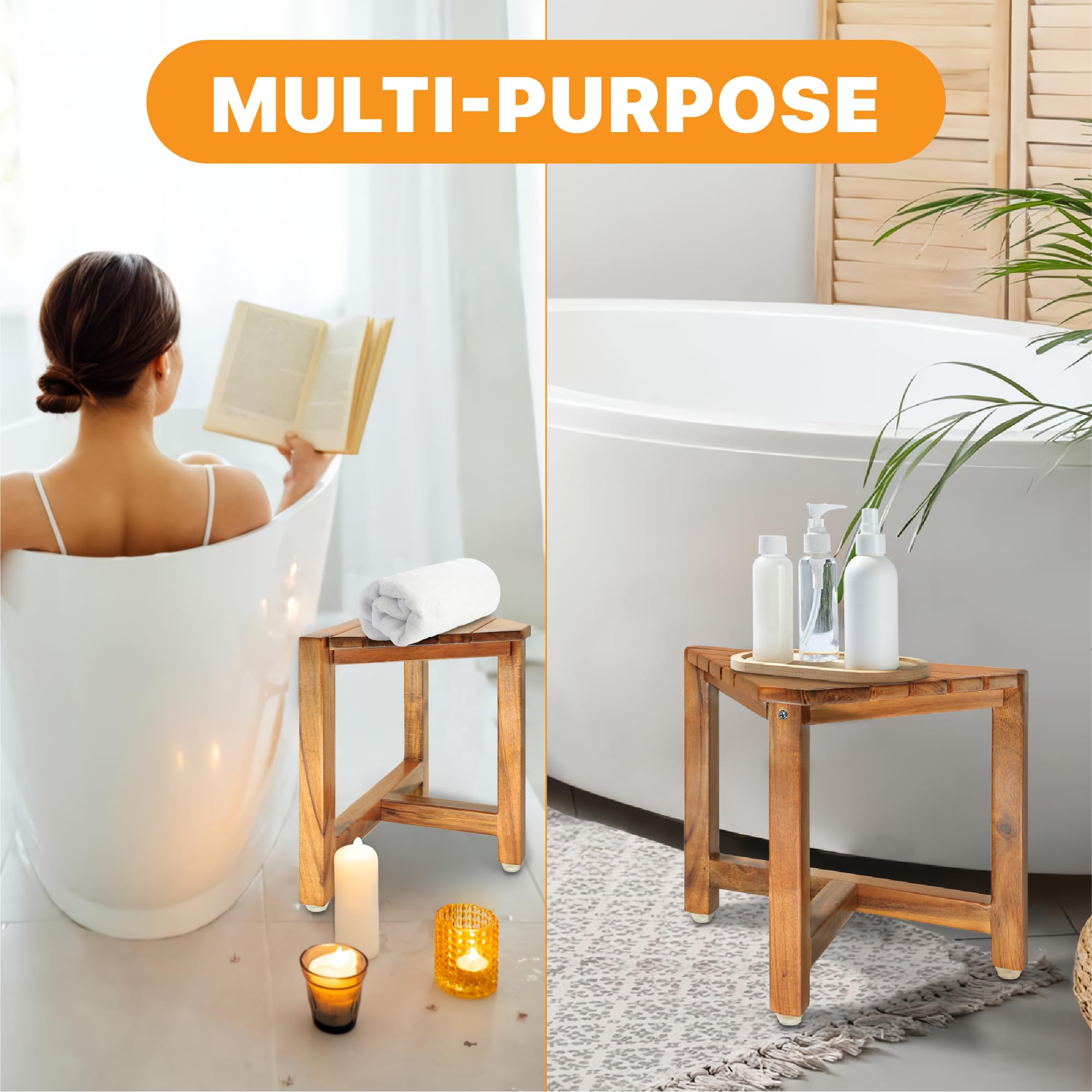 ENKEZI shower foot rest under-shelf view highlights compact storage potential
