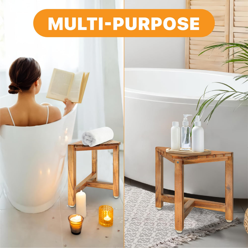 ENKEZI shower foot rest under-shelf view highlights compact storage potential