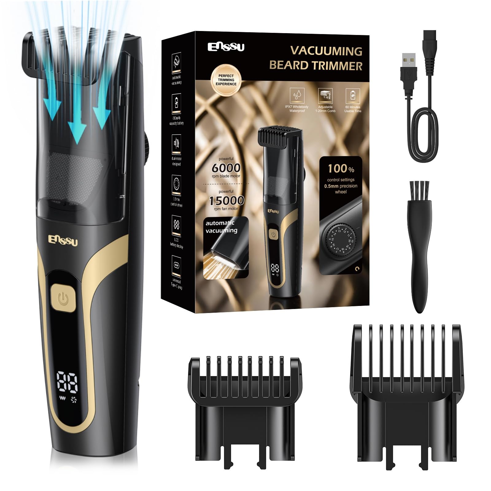 ENSSU Beard Trimmer cordless design enables precise grooming on the go