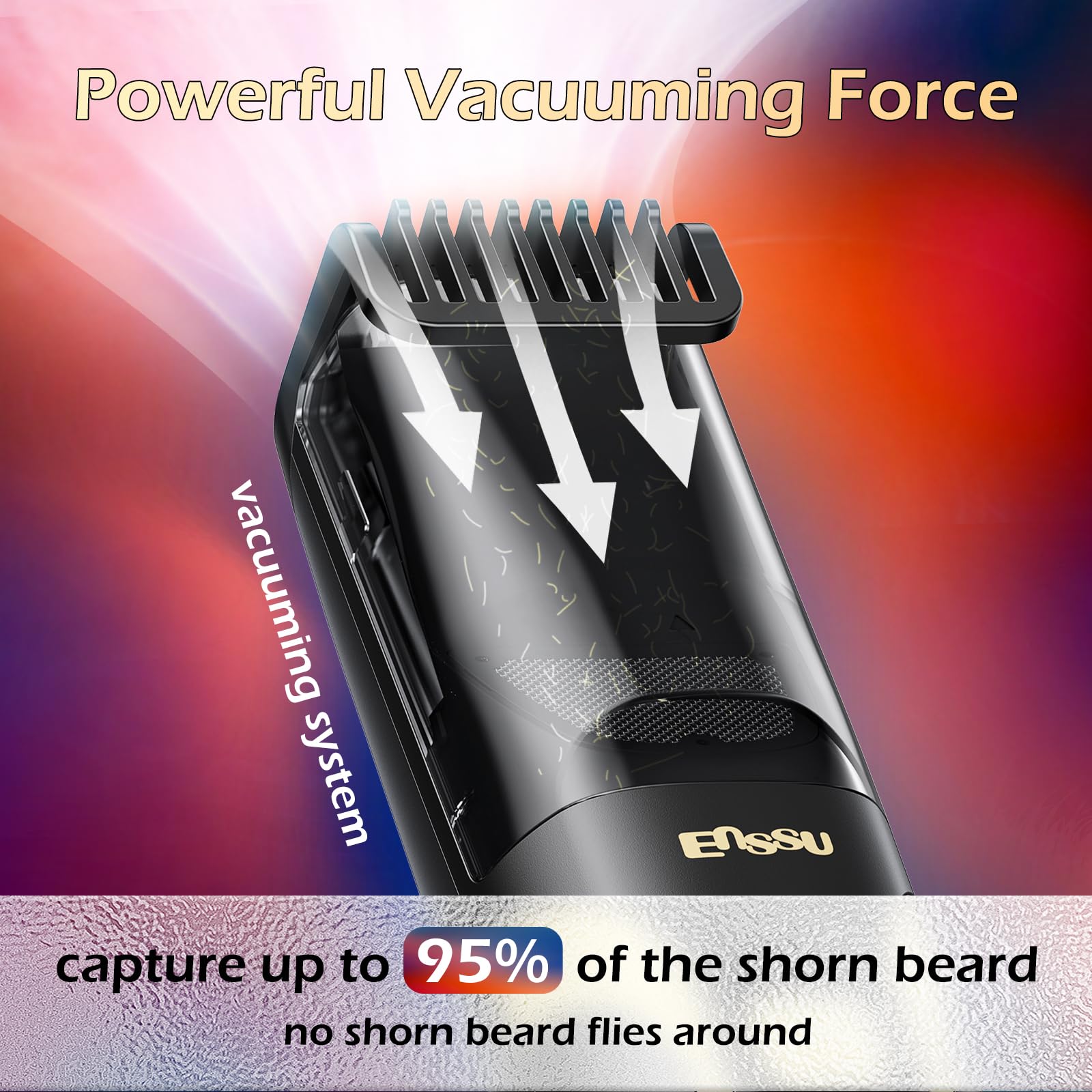 ENSSU Beard Trimmer with two combs supports varied lengths for precise details
