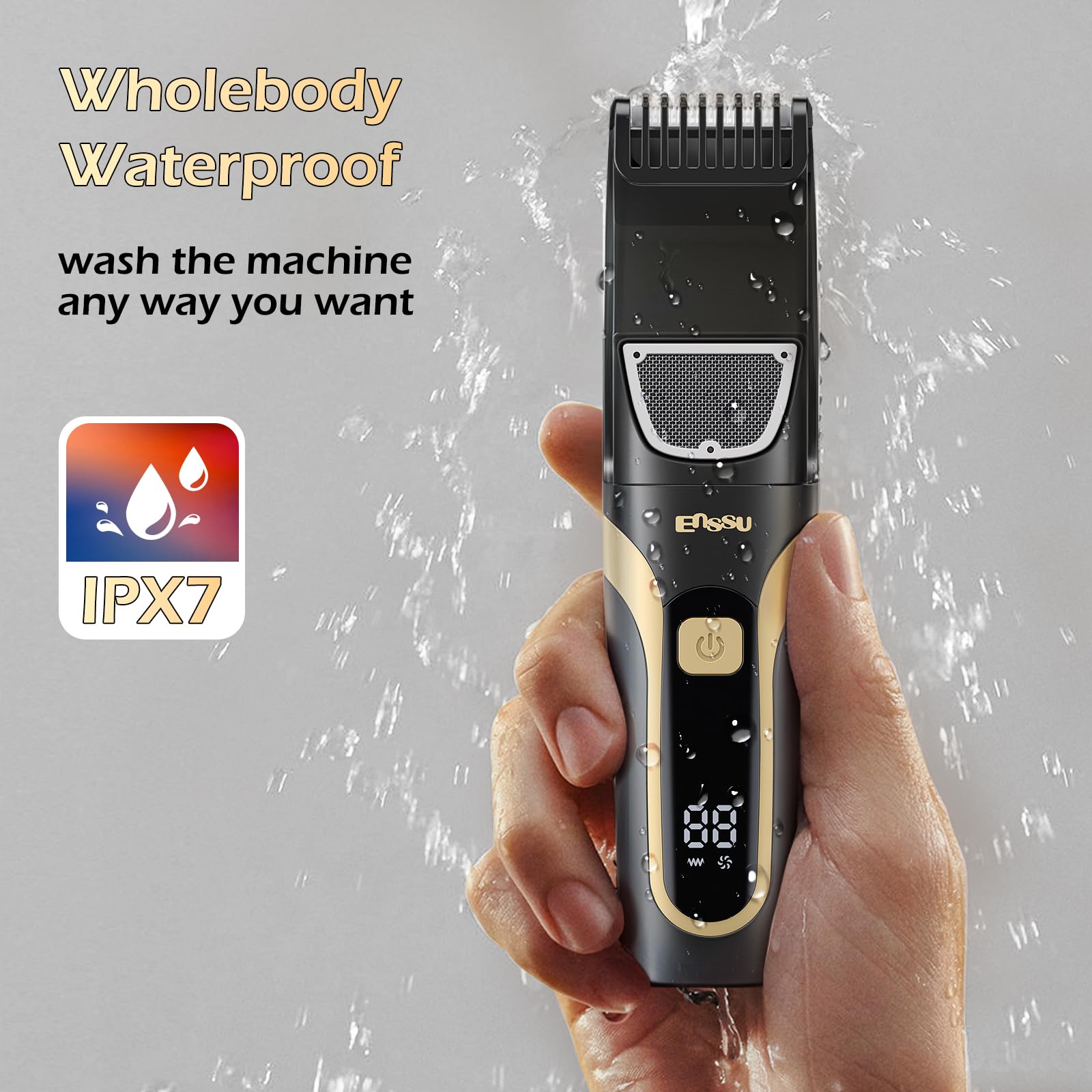 ENSSU Beard Trimmer waterproof design lets you trim in shower or dry
