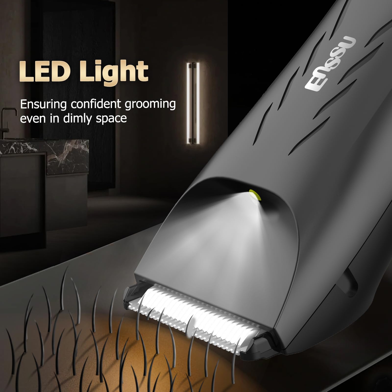 ENSSU manscape trimmer waterproof for shower use or easy cleaning.