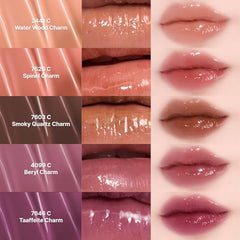 ENTROPY MAKE UP plumping gloss amber image highlights fuller-looking lips and long wear