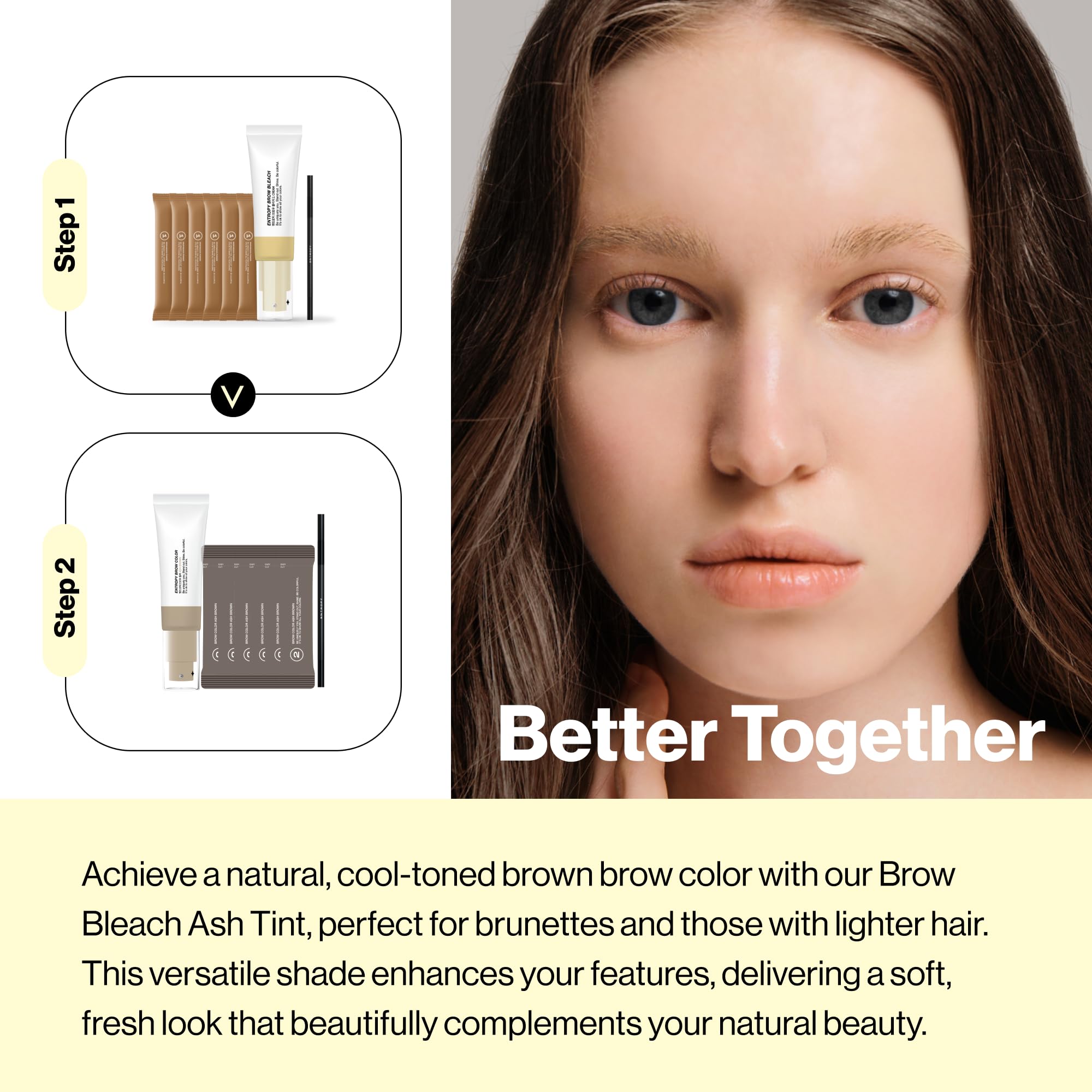 Entropy Makeup Brow Bleach Kit 5-minute application close-up highlights simple steps.