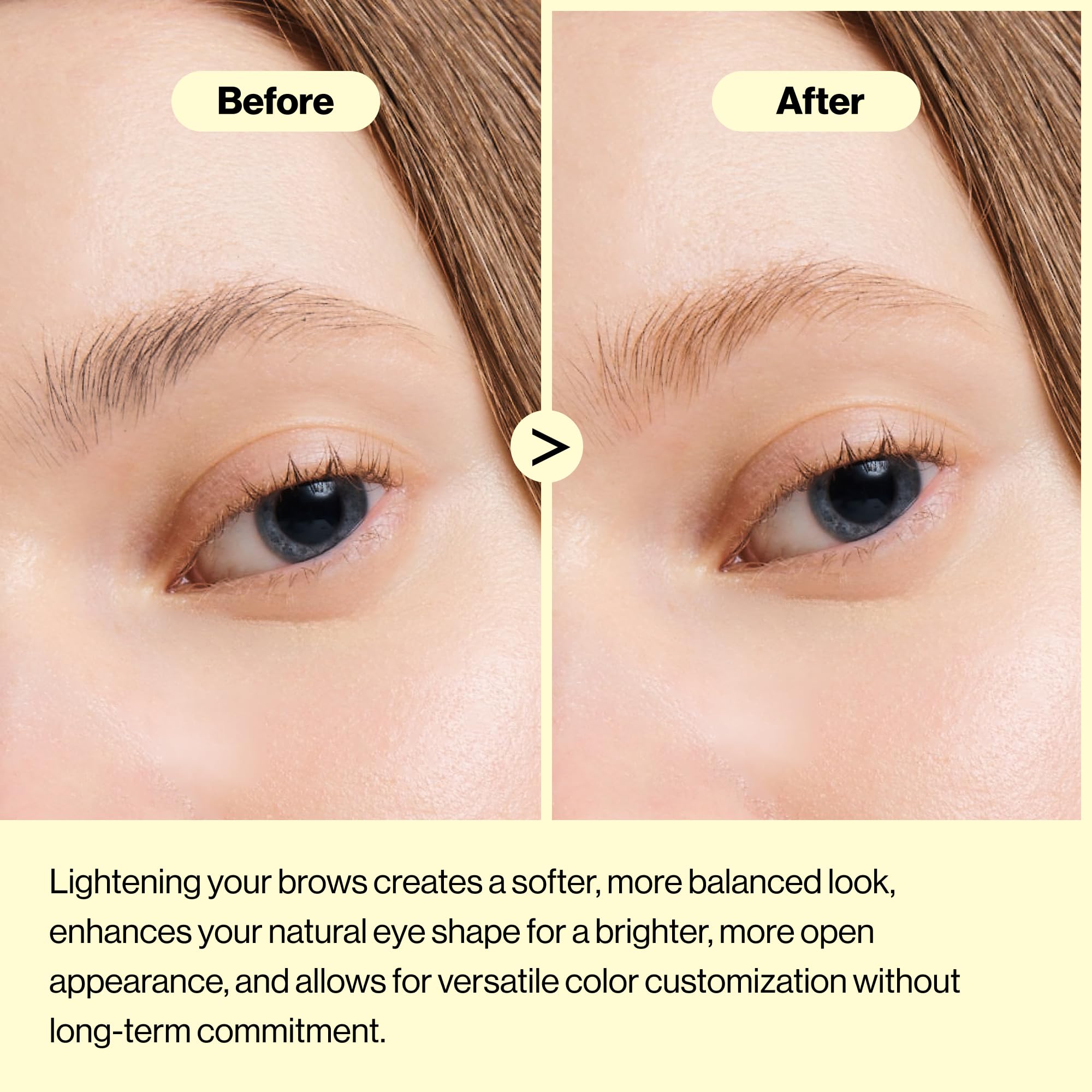 Entropy Makeup Brow Bleach Kit application step demonstrates quick five-minute lightening.