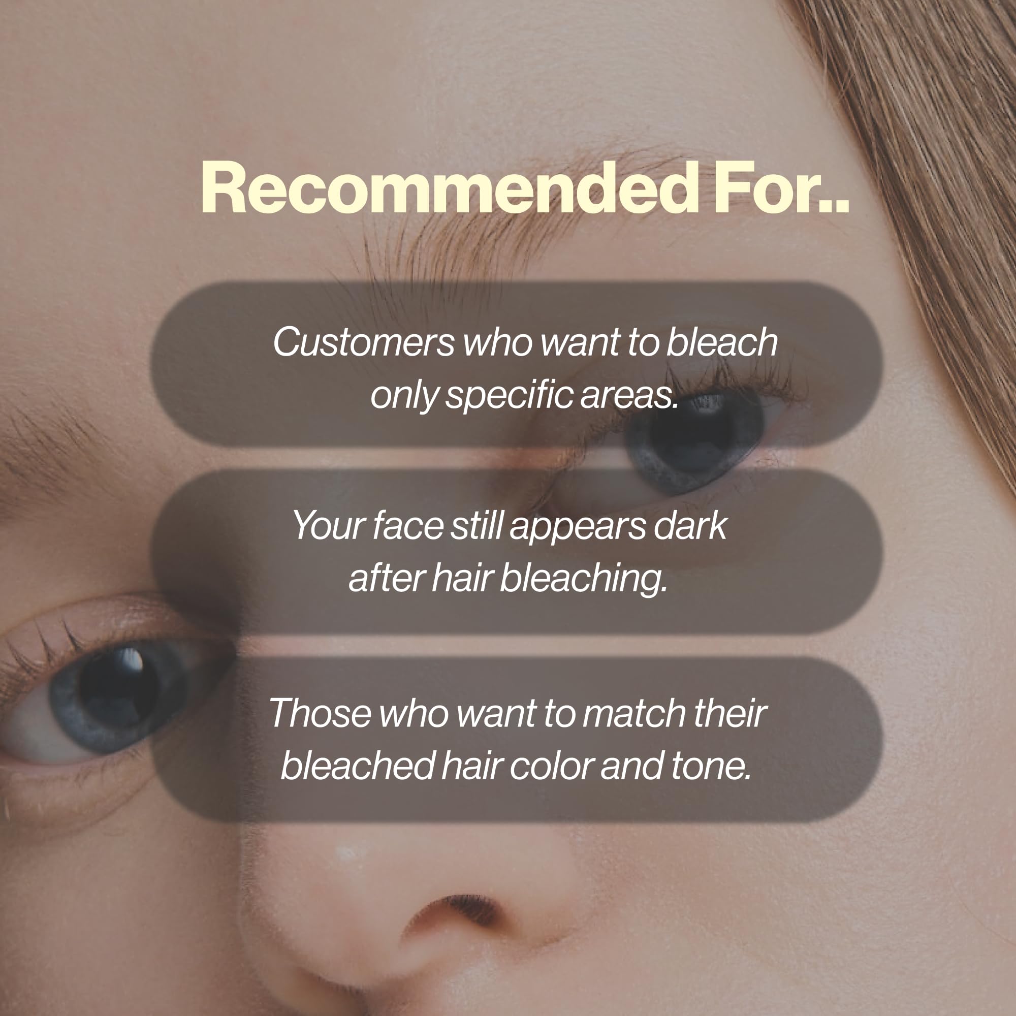 Entropy Makeup Brow Bleach Kit gradual fade image shows weeks-long shade evolution.