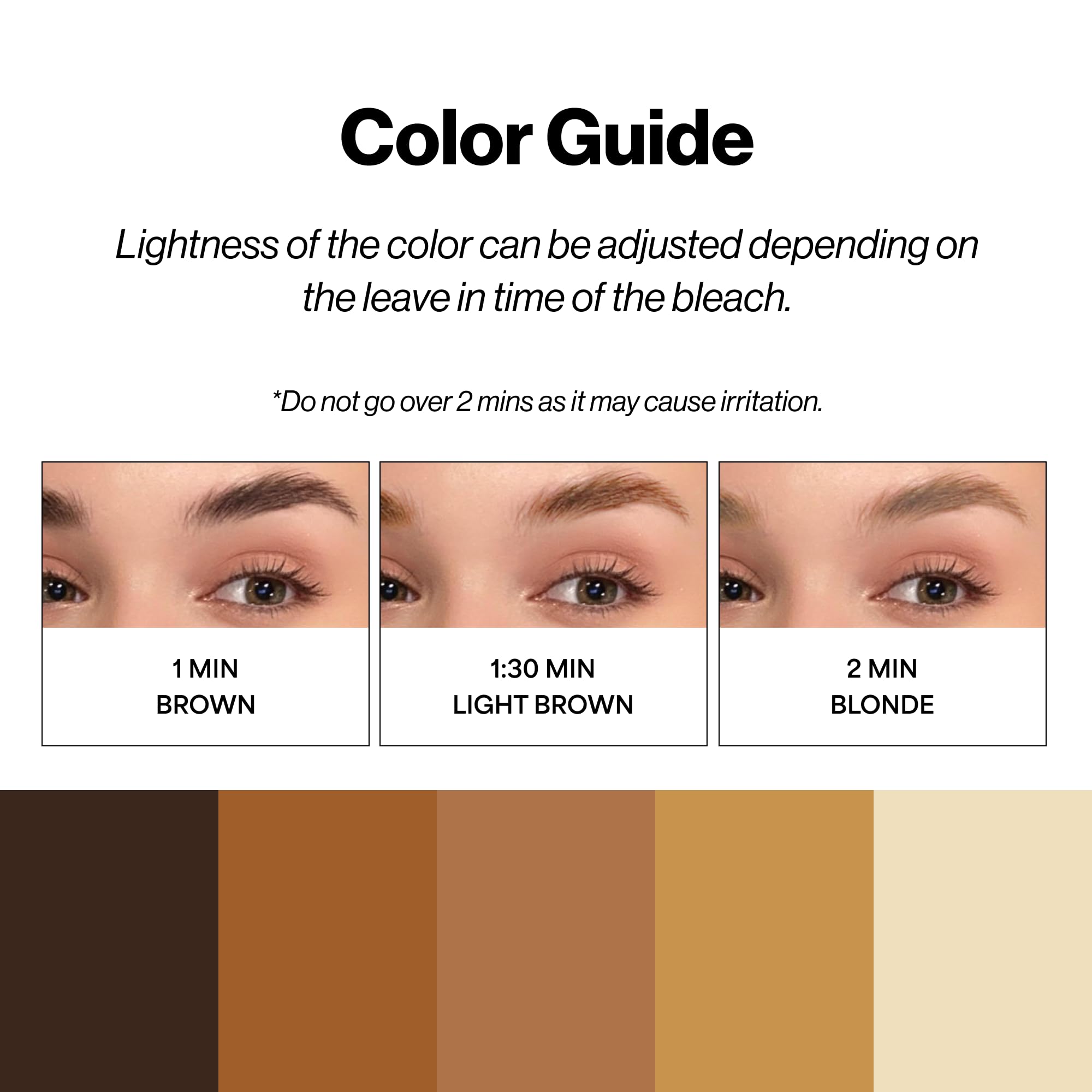 Entropy Makeup Brow Bleach Kit timer indicates controlled processing for shade customization.