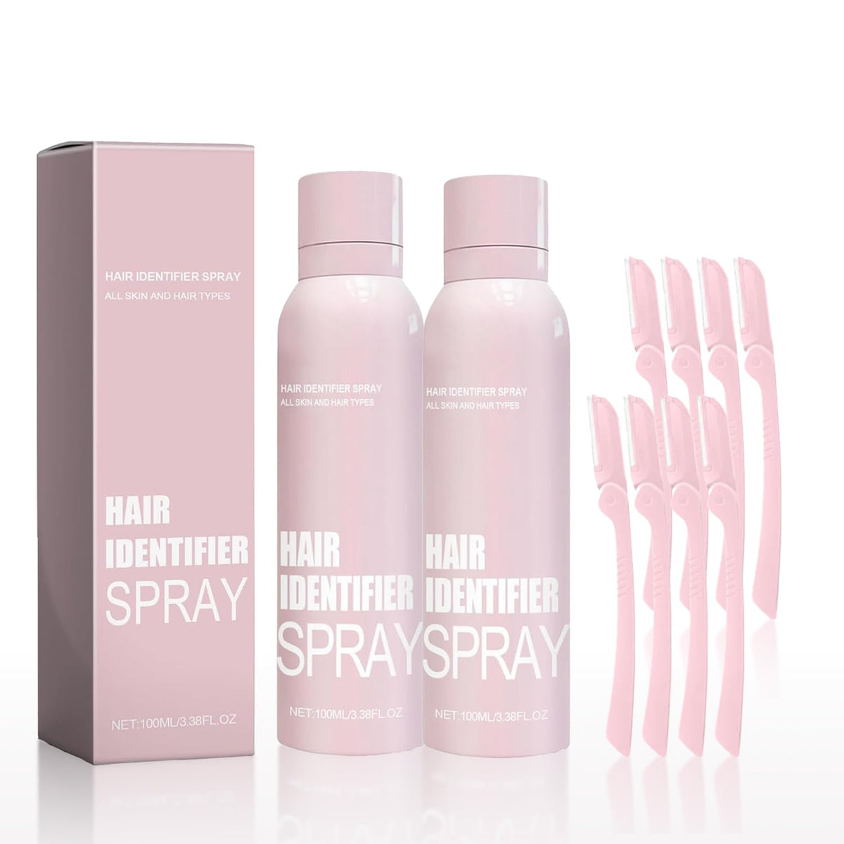 Enttgo hair identifier spray on face improves visibility for precise shaving.