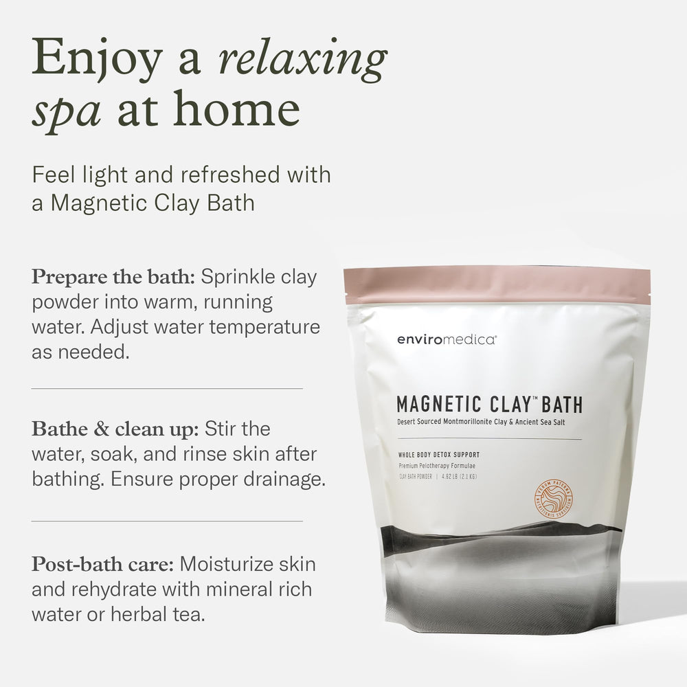 Enviromedica bentonite clay mask for face purifies pores during at-home treatment.
