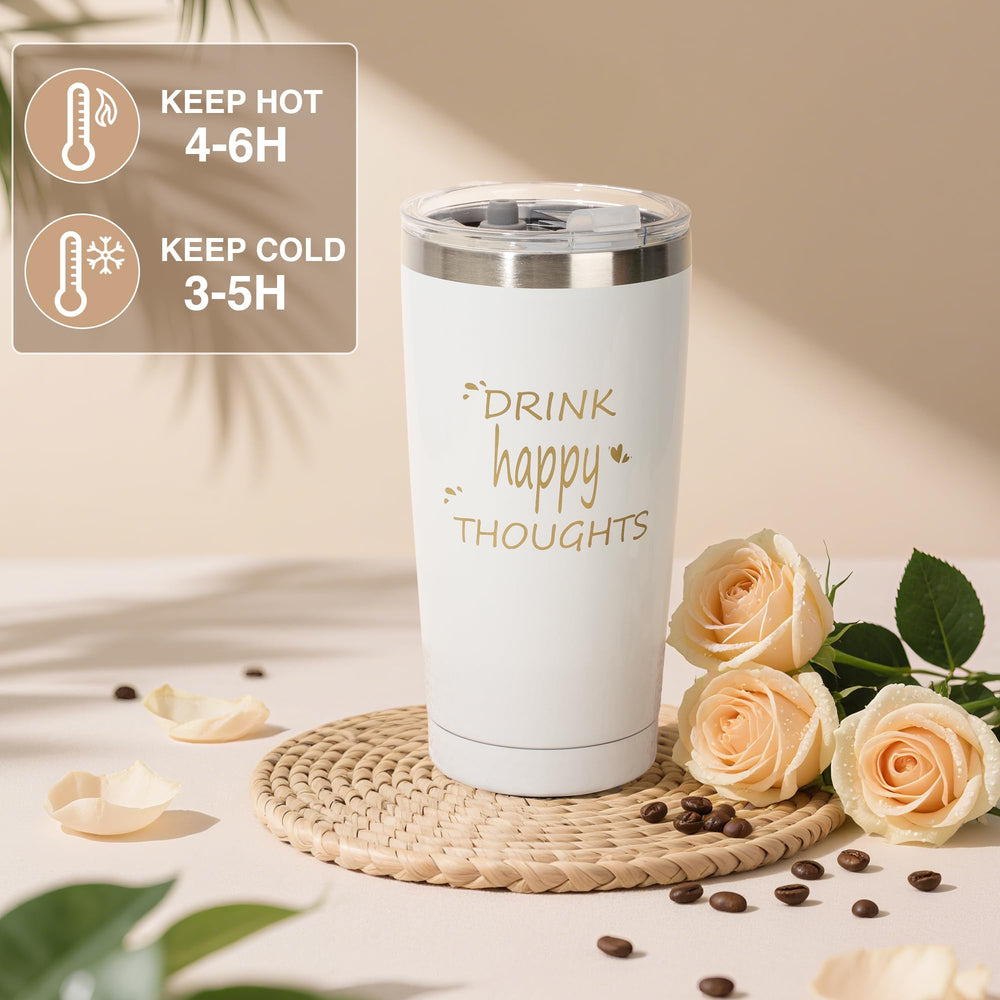 ENVTEK 20oz insulated tumbler keeps drinks cold or hot for hours.
