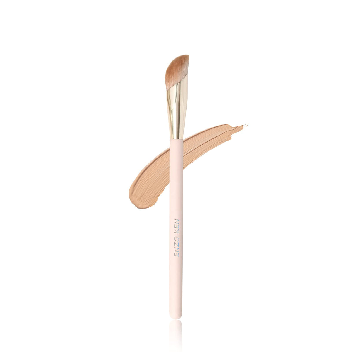 ENZO KEN angled concealer brush under-eye pink gold handle for precise, streak-free coverage.