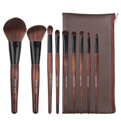 ENZO KEN bamboo brush set in case for portable professional makeup
