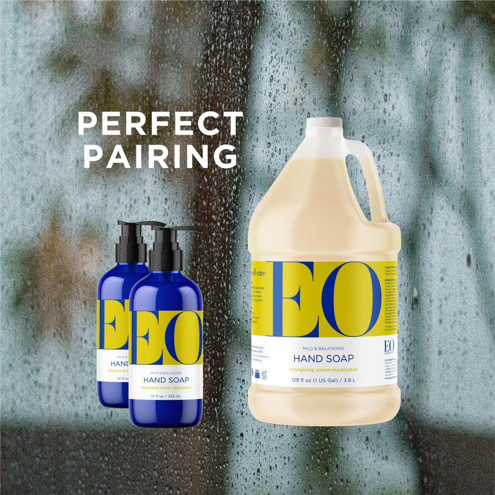 Lemon aroma and eucalyptus hint on bathroom counter for refreshing routine