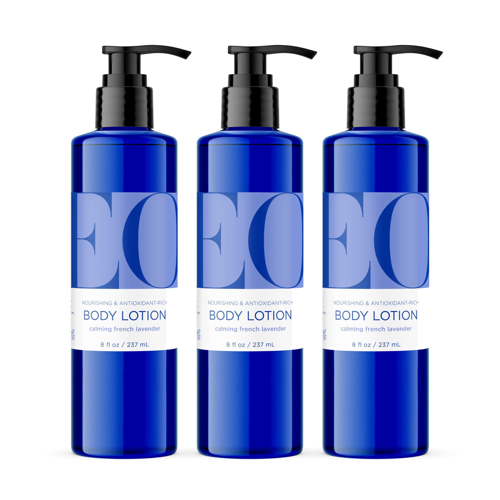 EO French Lavender Body Lotion pack of 3 demonstrates convenient daily moisture