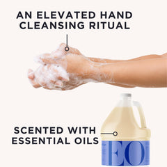 EO hand soap organic ingredients aloe and calendula showcased for skin-friendly cleansing.