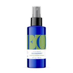 EO Jasmine Verbena Deodorant Spray bottle front shows brand logo for long-lasting freshness.