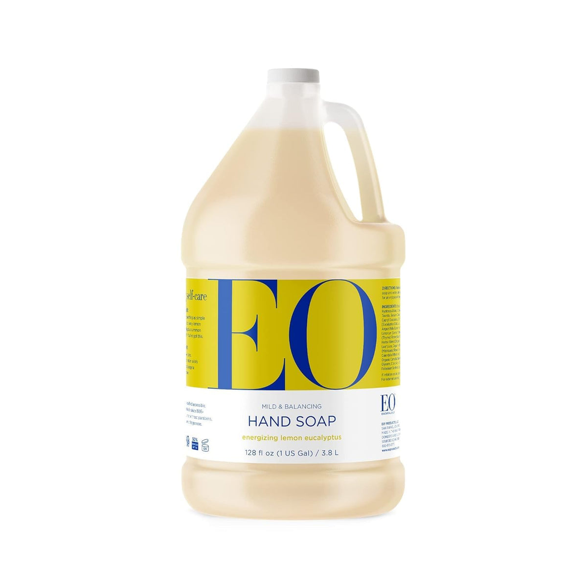 EO Lemon and Eucalyptus liquid hand soap bottle ready for daily cleansing