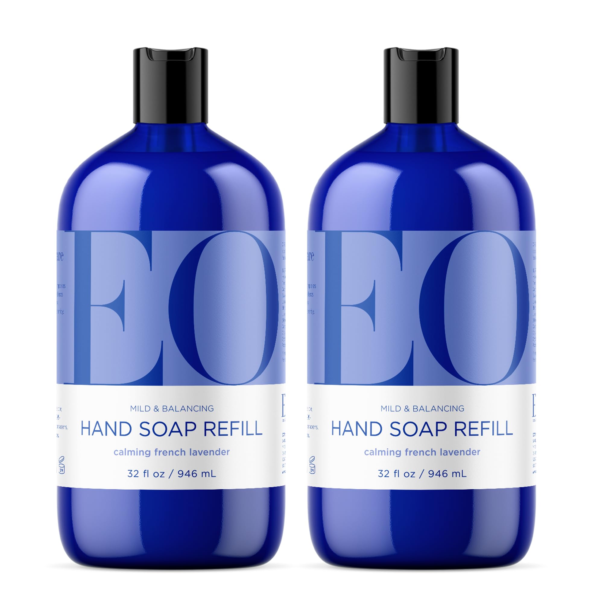 EO liquid hand soap refill French Lavender bottles for calming cleanse.