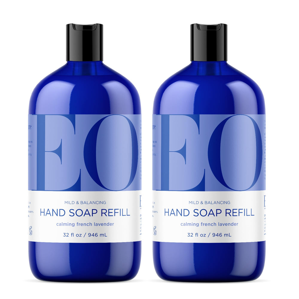 EO liquid hand soap refill French Lavender bottles for calming cleanse.