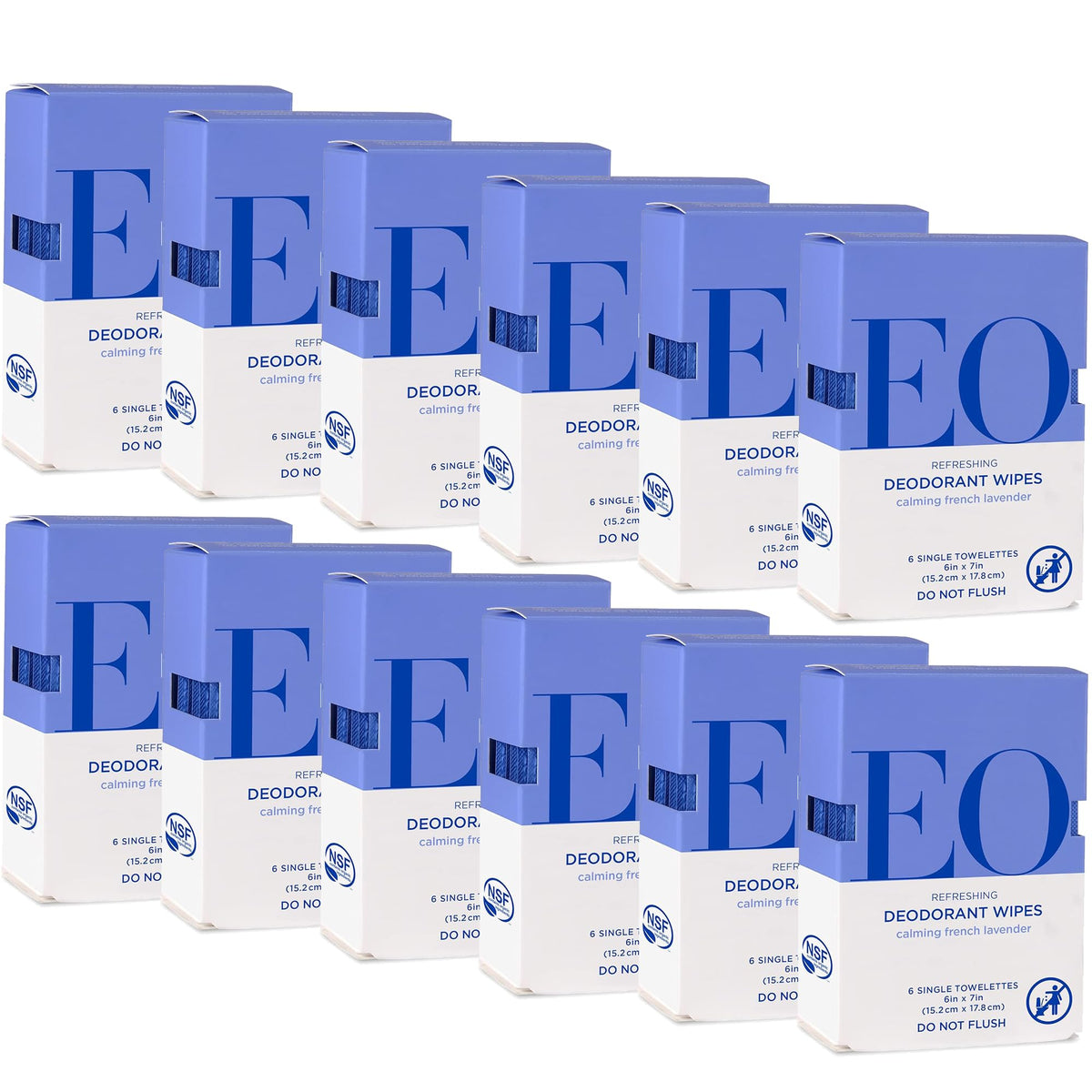 EO Natural Deodorant Wipes French Lavender pack-12 display for on-the-go freshness